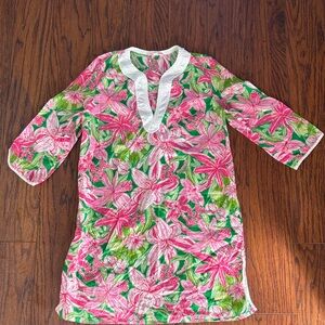 Lily Pulitzer Tunic Dress Cover up with Pink and Green Pattern